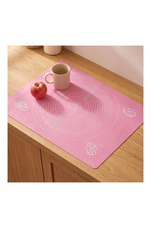 Pratik Evim Yumuşak Ölçülü Hamur Açma Matı 45×65 cm Pembe