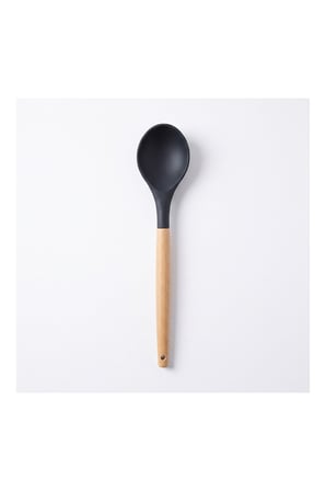 Pratik Evim Kömür Bambu Saplı Silikon Kaşık 32 cm