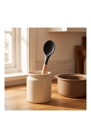 Pratik Evim Kömür Bambu Saplı Silikon Kaşık 32 cm
