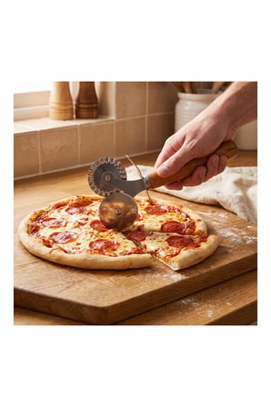 Pratik Evim Usta Çift Başlı Pizza Ruleti 16 cm Ahşap Sap