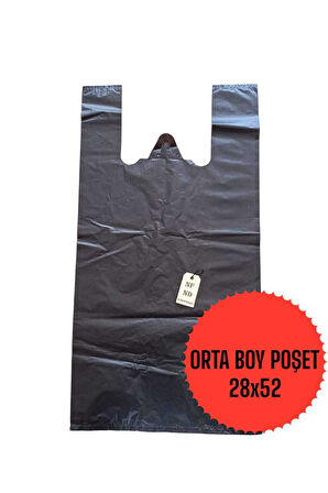 ORTA BOY 1KG ATLET MARKET POŞETİ SİYAH POŞET 28x52cm SAĞLAM