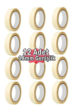 Atlas Bant 18mm X 25 Mt 12 Adet Kağıt Maskeleme Bandı