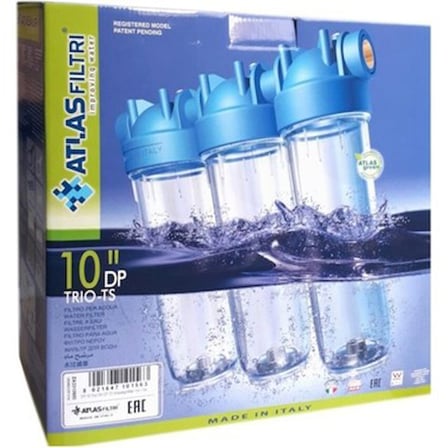 Atlas 3/4" 10" Inch DP10 Trıo Daire Girişi 3'lü Boş Filtre Kabı