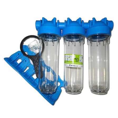 Atlas 3/4" 10" Inch DP10 Trıo Daire Girişi 3'lü Boş Filtre Kabı