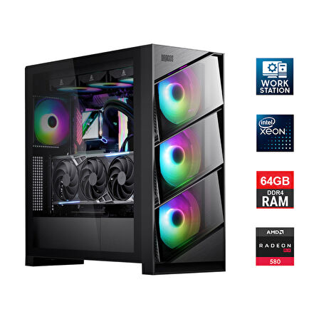 Turbox Intel Xeon E5-2640 v4 Çift İşlemcili 64GB Ram 1TB NVMe 8GB RX580 Workstation Hazır Sistem