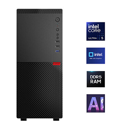 Turbox Intel Core Ultra 5 225 16GB DDR5 Ram 512GB M.2 NVMe SSD Yapay Zekalı Ofis Hazır Sistem