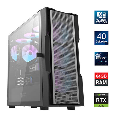 Turbox Xeon E5 2680 v2 Çift İşlemcili 40 Çekirdek 64GB 1TB NVMe RTX3050 Workstation Oem Paket