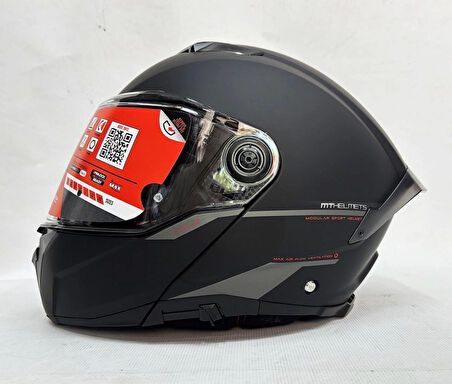 MT Atom 2 Sv A1 Mat Siyah Çene Açılır İç Güneş Vizörlü 2XL