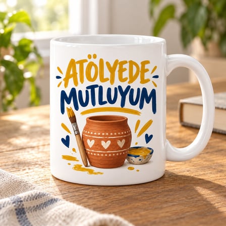Atölyede Mutluyum Tasarımlı Porselen Kupa - MODEL 331