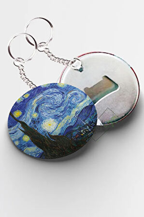 Vincent Van Gogh Starry Night Açacaklı Anahtarlık 58mm
