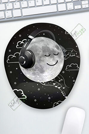 Müzik Dinleyen Ay Bilek Destekli Mouse Pad