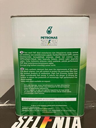 Petronas Selnia WR Perform 5W-30 Motor Yağı 3.2 Litre ( Fiat Grubu araçların Orijinal Dolum Yağı) (Üretim Yılı - 2023)