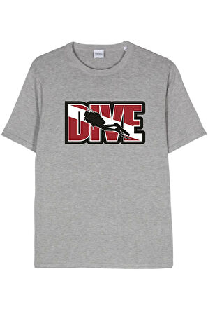 Baskılı Erkek Kadın Unisex Bisiklet Yaka Baskılı T-shirt Siyah tshirt tişört Diving Balıkadam Dalgıç