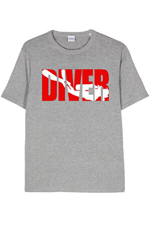 Baskılı Erkek Kadın Unisex Bisiklet Yaka Dalgıç Baskılı T-shirt Siyah tshirt tişört Diving Balıkadam