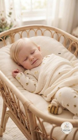 Gökçe Baby Arı Desenli Organik Pamuklu Bebek Tulumu