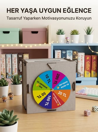 Eğlenceli Tasarruf Çarklı Felek Ahşap Para Biriktirme Kutusu