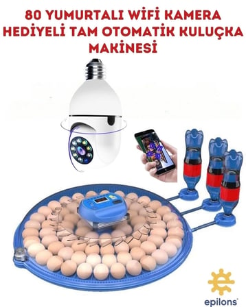 Mz-80/240 Çift Viyollü Tam Otomatik Kuluçka Makinesi Wifi Ampul Kamera Hediyeli Çiftlik Tipi