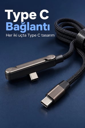 Type C Şarj Kablosu Katlanabilir Telefon Standlı Örgü Tasarım