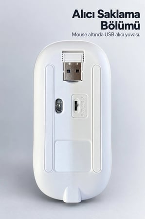 Beyaz Klavye Mouse Seti Usb Alıcılı Kablosuz Bağlantı
