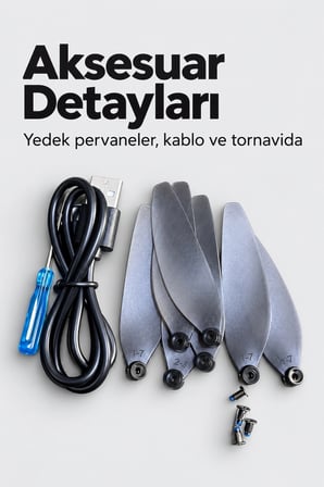 Kameralı Drone Katlanır Gövde Ve Yedek Pervane Seti