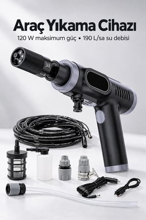 Şarjlı Basınçlı Oto Yıkama Makinesi Taşınabilir Çantalı Set