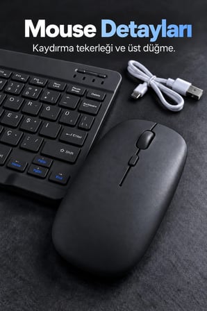 Bluetooth Klavye Mouse Seti Türkçe Tuş Dizilimli Beyaz