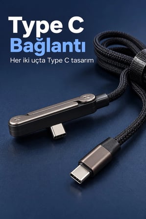 Type C Şarj Kablosu Katlanabilir Telefon Standlı Örgü Tasarım
