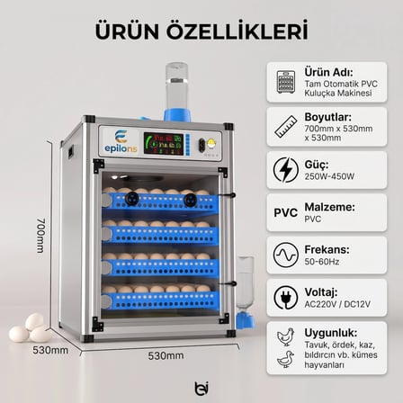 My280 Kapasiteli Profesyonel Tam Otomatik Kuluçka Makinesi | Çift Nem Kontrol Sistemi, Otomatik Su Tamamlama Ve Çevirme