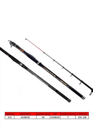 1505 Matrix Tele Surf Kamış 150-250gr Atar 390 Cm