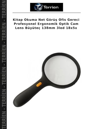 Kitap Okuma Net Görüş Ofis Gereci Profesyonel Ergonomik Optik Cam Lens Büyüteç 138mm 3led 18x5x