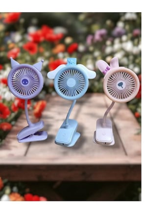 Mandallı Bebek Arabası Fanı Şarjlı Led Işıklı Klipsli Vantilatör Masaüstü Soğutucu Fan