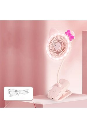 Mandallı Bebek Arabası Fanı Şarjlı Led Işıklı Klipsli Vantilatör Masaüstü Soğutucu Fan
