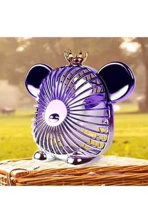 Şarjlı Masaüstü Vantilatör Cute Bear Serinletici Sevimli Ayı Figür Fan3 Kademe Hız Ayarlı Fan