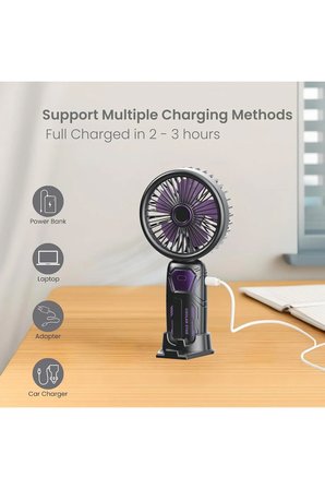 Brushless Turbo Motor Şarjlı El Fanı Masaüstü Ve Taşınabilir Mini Vantilatör 5 Kademeli Fan