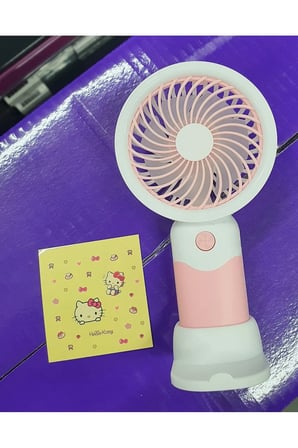 Sevimli Karakterli Şarjlı El Fanı 3 Kademeli Serinletici Vantilatör Kuromi Stickerlı Fan