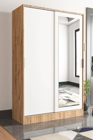 TUMBLERA Aura Bianco Pine Aynalı Sürgü Kapaklı Portmanto & Vestiyer Ayakkabılık Dolabı