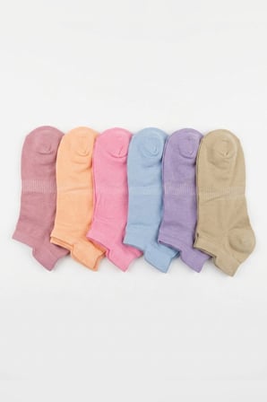 AURA Pastel Seri Dikişsiz Kadın Patik Çorap 36-40 Bambu Dokulu 6'lı Bilek Çorap Seti