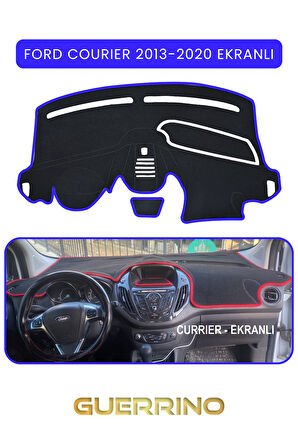 FORD Courier 2013-2020 EkranlıTORPİDO KORUMA HALISI MAVİ KENAR