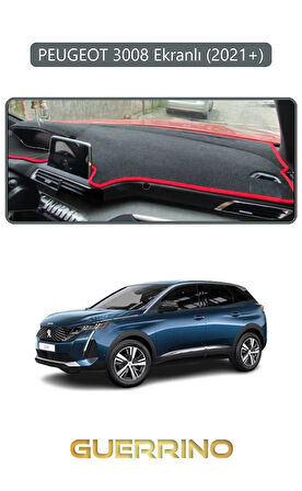 PEUGEOT 3008 ekranlı (2021+)TORPİDO KORUMA HALISI GRİ KENAR