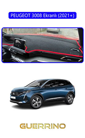 PEUGEOT 3008 ekranlı (2021+)TORPİDO KORUMA HALISI MAVİ KENAR