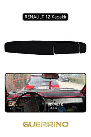 RENAULT 12 - Toros   KAPAKLI TORPİDO KORUMA HALISI SİYAH KENAR