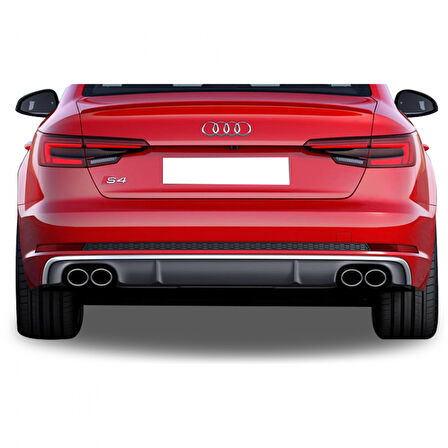 Audi A4 B9 2016 Sonrası 4 Çıkışlı S4 Arka Tampon Eki - Difüzör (Plastik)(Boyasız)