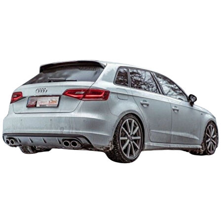 Audi A3 8V HB 2012 - 2016 S3 Arka Tampon Eki - Difüzör (Plastik)(Boyasız)