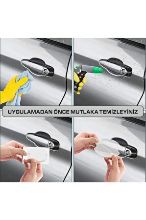 Chevrolet Marka Logolu Oto Kapı Kolu Çizik Önleyici Yapışkan 8'li Set