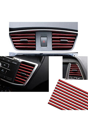Araç Içi Klima Izgarasına Geçmeli Klima Süsü Havalandırmaya Geçme Renkli Çıta Kırmızı