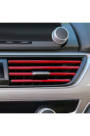 Araç Içi Klima Izgarasına Geçmeli Klima Süsü Havalandırmaya Geçme Renkli Çıta Kırmızı