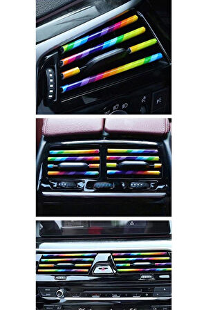 Araç Içi Klima Izgarasına Geçmeli Klima Süsü Havalandırmaya Geçme Renkli Çıta Gökkuşağı