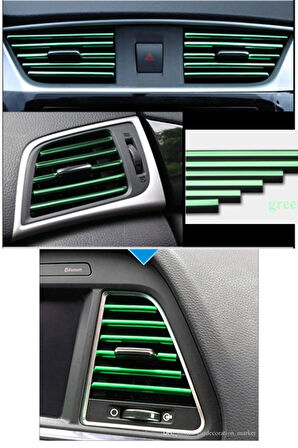 Araç Içi Klima Izgarasına Geçmeli Klima Süsü Havalandırmaya Geçme Renkli Çıta Yeşil