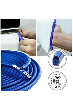 Oto Kapı Fitili Çizilmelere Karşı Koruyan Araç Kapı Koruyucu Fitil Mavi 5 Metre