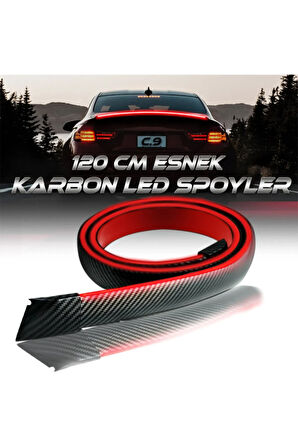 Oto Ledli Spoiler Bagaj Üstü Ledli Esnek Karbon Bagaj Çıtası Su Geçirmez Spoiler Universal 120 Cm